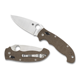 Spyderco Manix 2 XL, Brown Canvas Micarta / Satin CPM CRU-WEAR - C95MPCW2