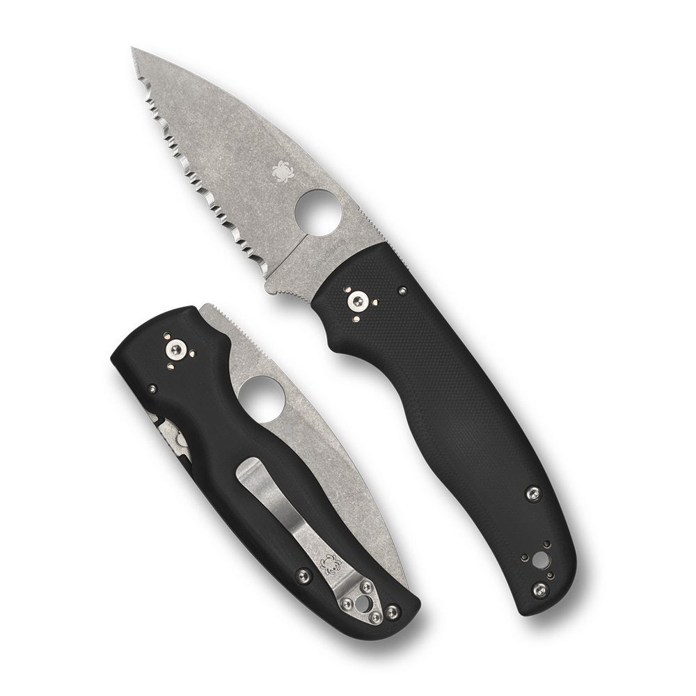Spyderco Shaman, Black G-10 / Stonewash CPM-S30V, Serrated - C229GS