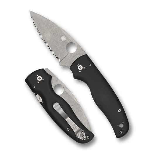 Spyderco Shaman, Black G-10 / Stonewash CPM-S30V, Serrated - C229GS