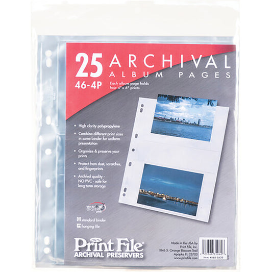 Print File 46-4P 4 x 6" Photo Album Pages (25 Pack)