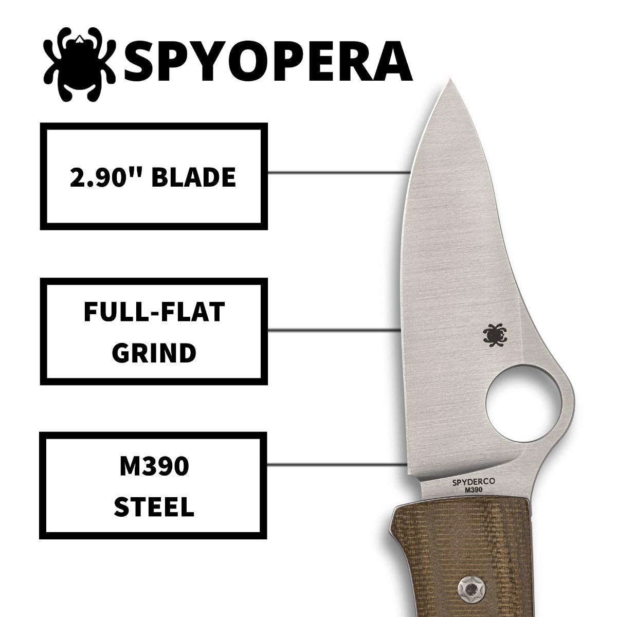 Spyderco SpyOpera, Canvas Micarta / Satin M390 - C255CMP