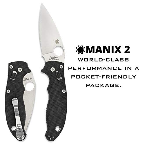 Spyderco Manix 2 - Black G-10 / Stonewash CPM-S30V - C101GP2