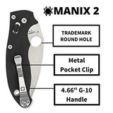 Spyderco Manix 2 - Black G-10 / Stonewash CPM-S30V - C101GP2