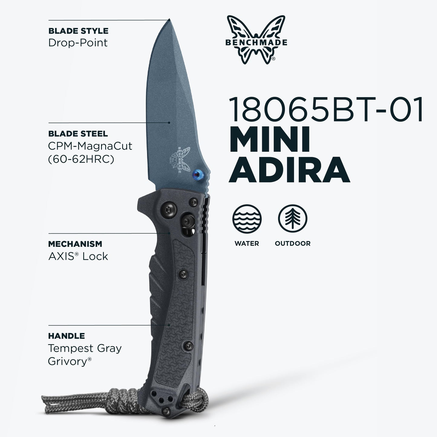 Benchmade Mini Adira Blue Drop Point 18065BT-01