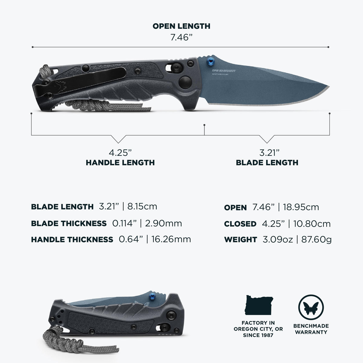 Benchmade Mini Adira Blue Drop Point 18065BT-01