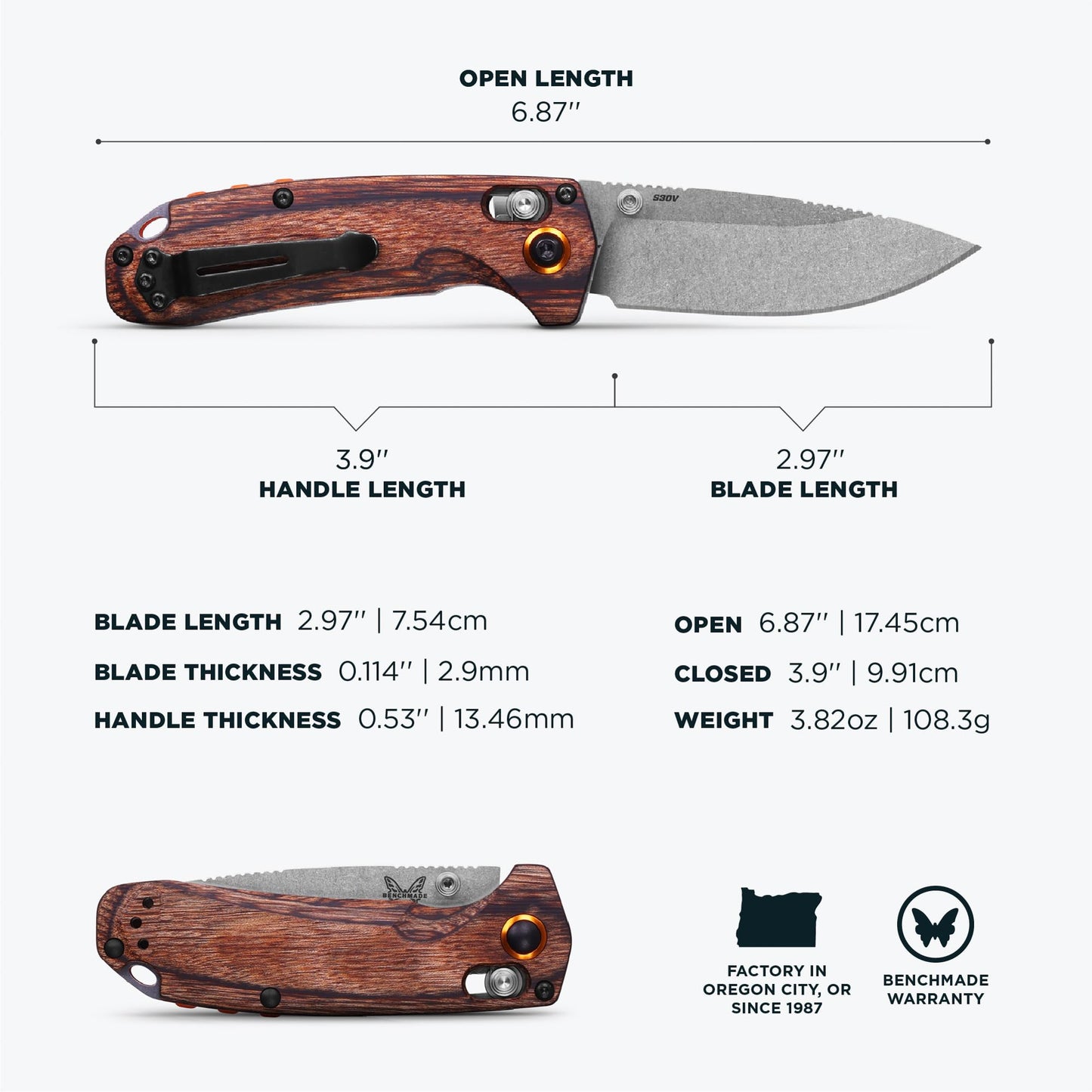 Benchmade North Fork Stabilized Wood Drop Point