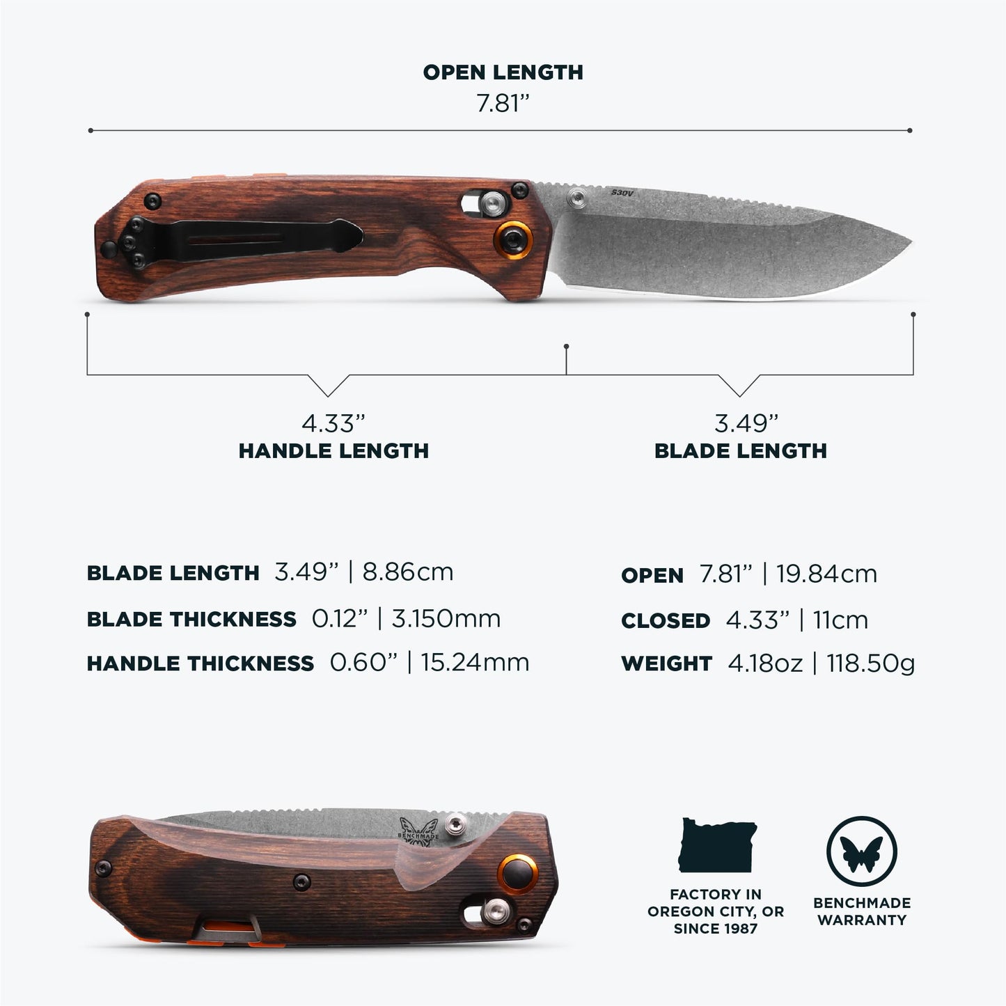 Benchmade Grizzly Creek Stabilized Wood Drop Point