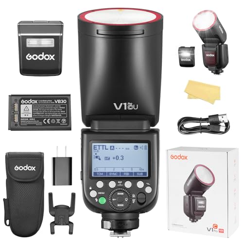 Godox V1Pro Round Head Camera Flash for Canon (Red Ring)