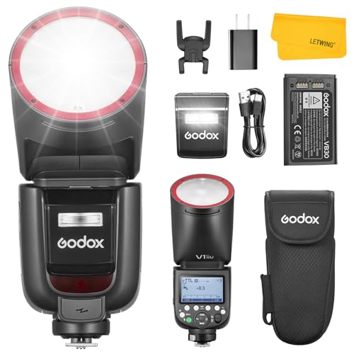 Godox V1Pro Round Head Camera Flash for Nikon (Red Ring)