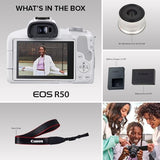 Canon EOS R50 Mirrorless Camera with 18-45mm Lens -White