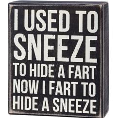 Primitives Box Sign - Hide A Sneeze