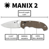 Spyderco Manix 2 XL, Brown Canvas Micarta / Satin CPM CRU-WEAR - C95MPCW2