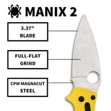 Spyderco Manix 2 Lightweight Salt Yellow FRN, Satin MagnaCut - C101PYL2