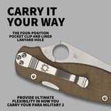 Spyderco Paramilitary 2 Brown Micarta, Satin CRUWEAR - C81MPCW2