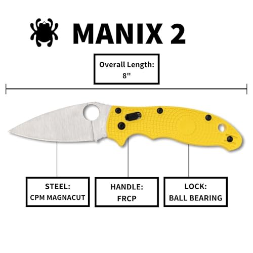 Spyderco Manix 2 Lightweight Salt Yellow FRN, Satin MagnaCut - C101PYL2