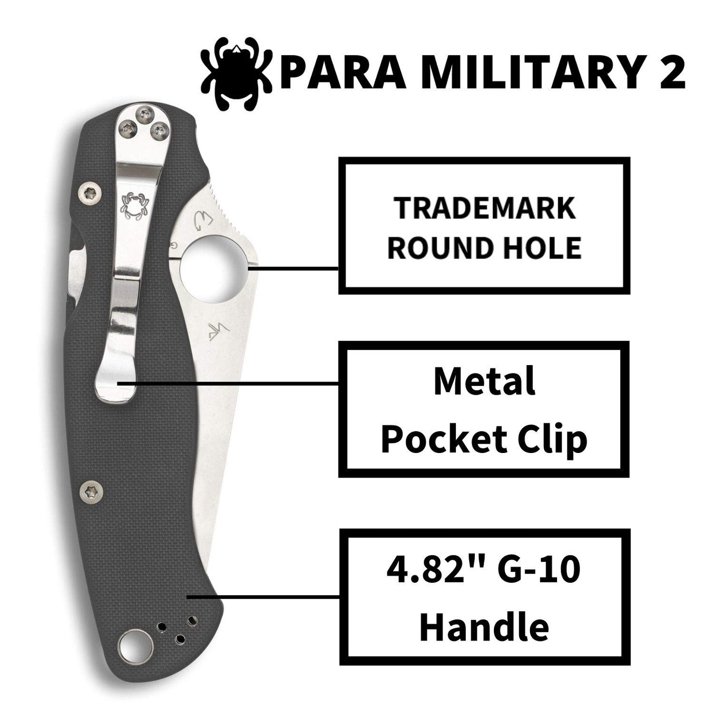 Spyderco Paramilitary 2 Gray G10, Stonewash Maxamet - C81GPDGY2