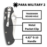 Spyderco Paramilitary 2 Gray G10, Stonewash Maxamet - C81GPDGY2