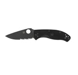 Spyderco Tenacious Lightweight, Black FRN / Black Oxide 8Cr13MoV, Partially Serrated - C122PSBBK