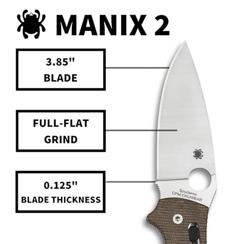 Spyderco Manix 2 XL, Brown Canvas Micarta / Satin CPM CRU-WEAR