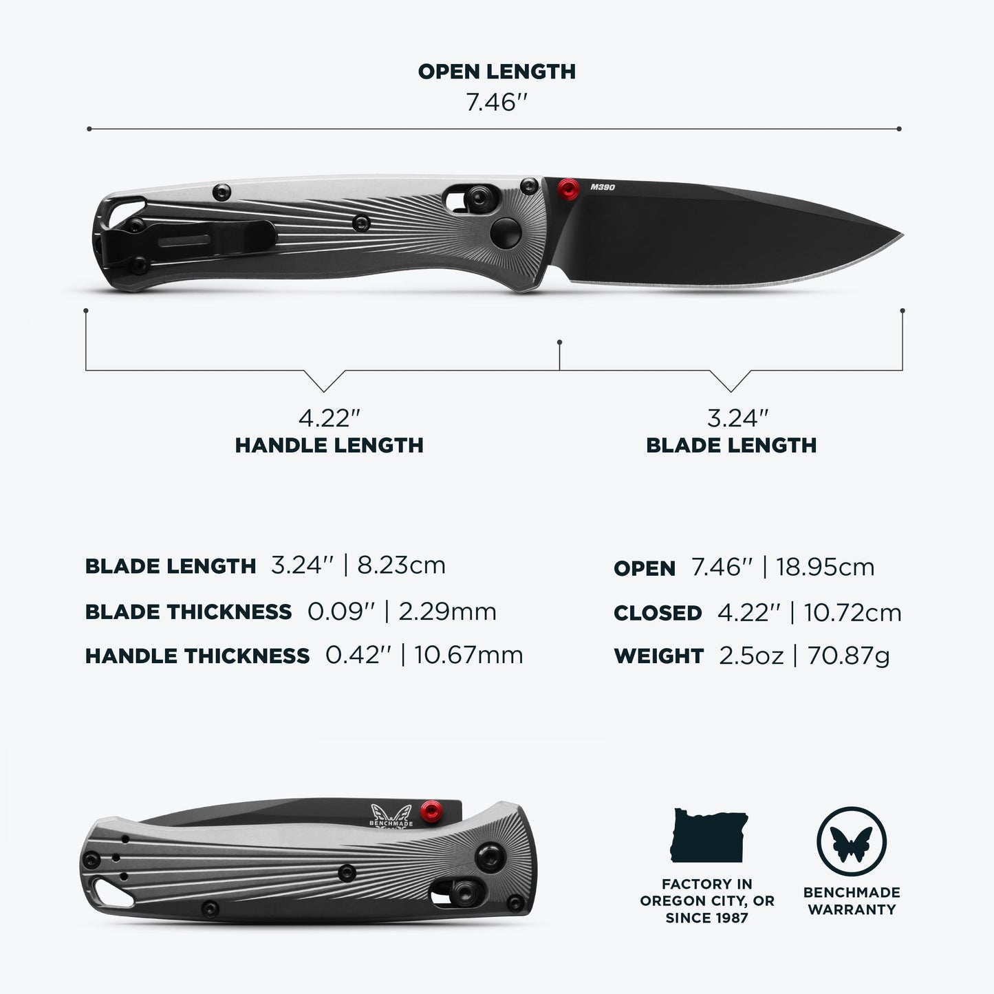 Benchmade Bugout Drop Point Gray Aluminum 535BK-4