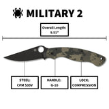 Spyderco Military 2 Camo G10 Black S30V - C36GPCMOBK2