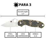 Spyderco Para 3 Digital Camo G10, Stonewash S45VN - C223GPCMO
