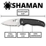 Spyderco Shaman Black G10, Stonewash S30V - C229GP