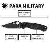 Spyderco Paramilitary 2 Salt Black G10, Black MagnaCut - C81GMCBKP2