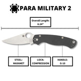 Spyderco Paramilitary 2 Gray G10, Stonewash Maxamet - C81GPDGY2