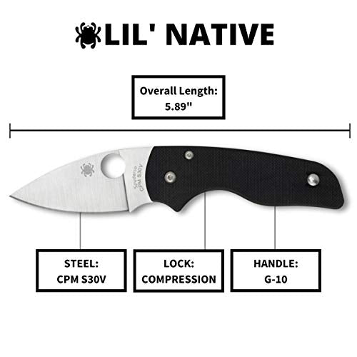 Spyderco Lil' Native Compression Lock, Black G-10 / Satin CPM-S30V - C230GP