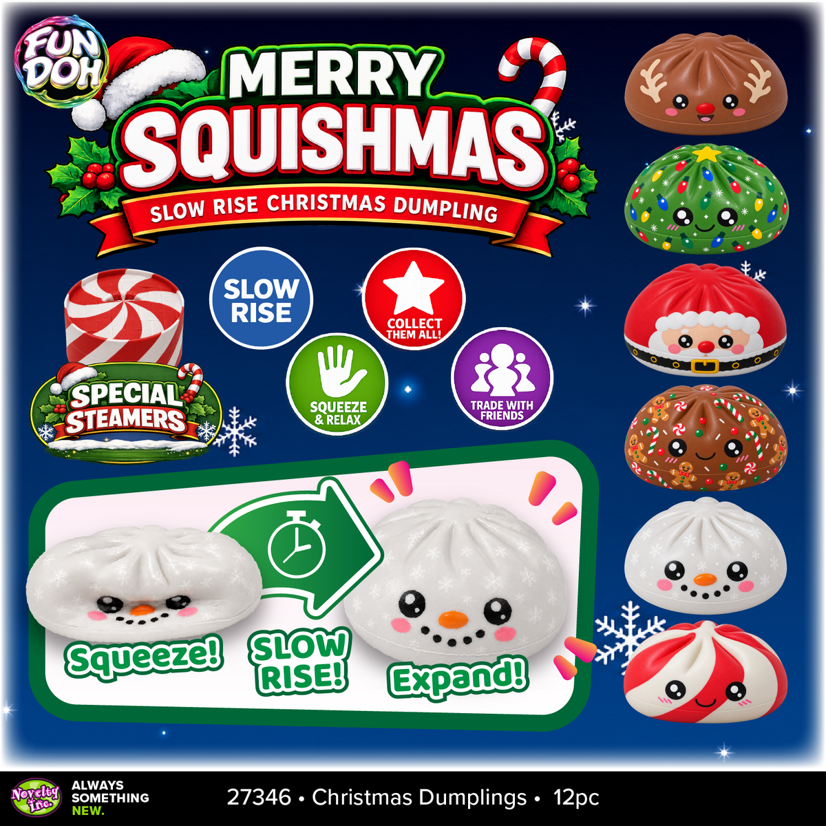 Fun Doh Christmas Slow-Rise Squishy Dumpling Toy